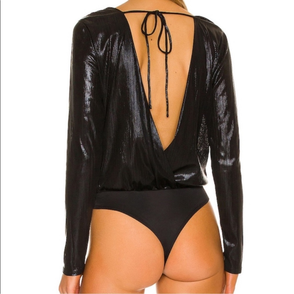 NWT BCBGeneration Metallic Shimmer Bodysuit in Black - Picture 4 of 6